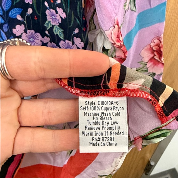 Johnny Was Multicolor Floral Patchwork Tunic - Navy, Red & Pink - Picture 3 of 7